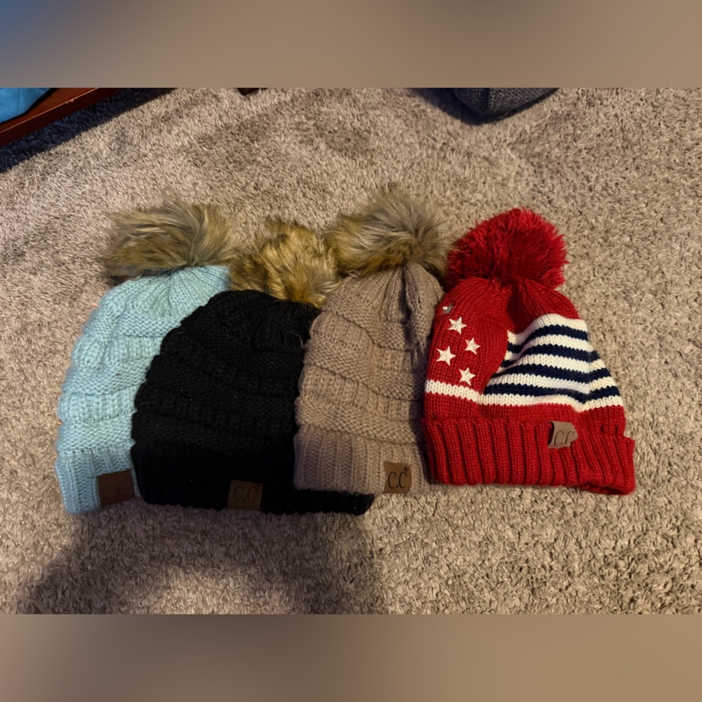 C.C Women's Knit Beanies - Red, Black, Tan, Blue
